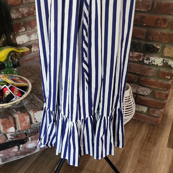 J.Crew Striped Maxi Dress Navy White Coastal Summer Vacation - Picture 7 of 16